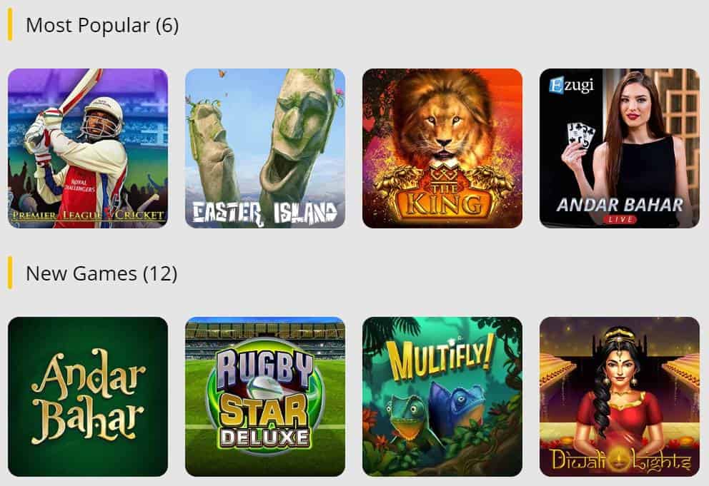 Popular and new casino games at 10CRIC