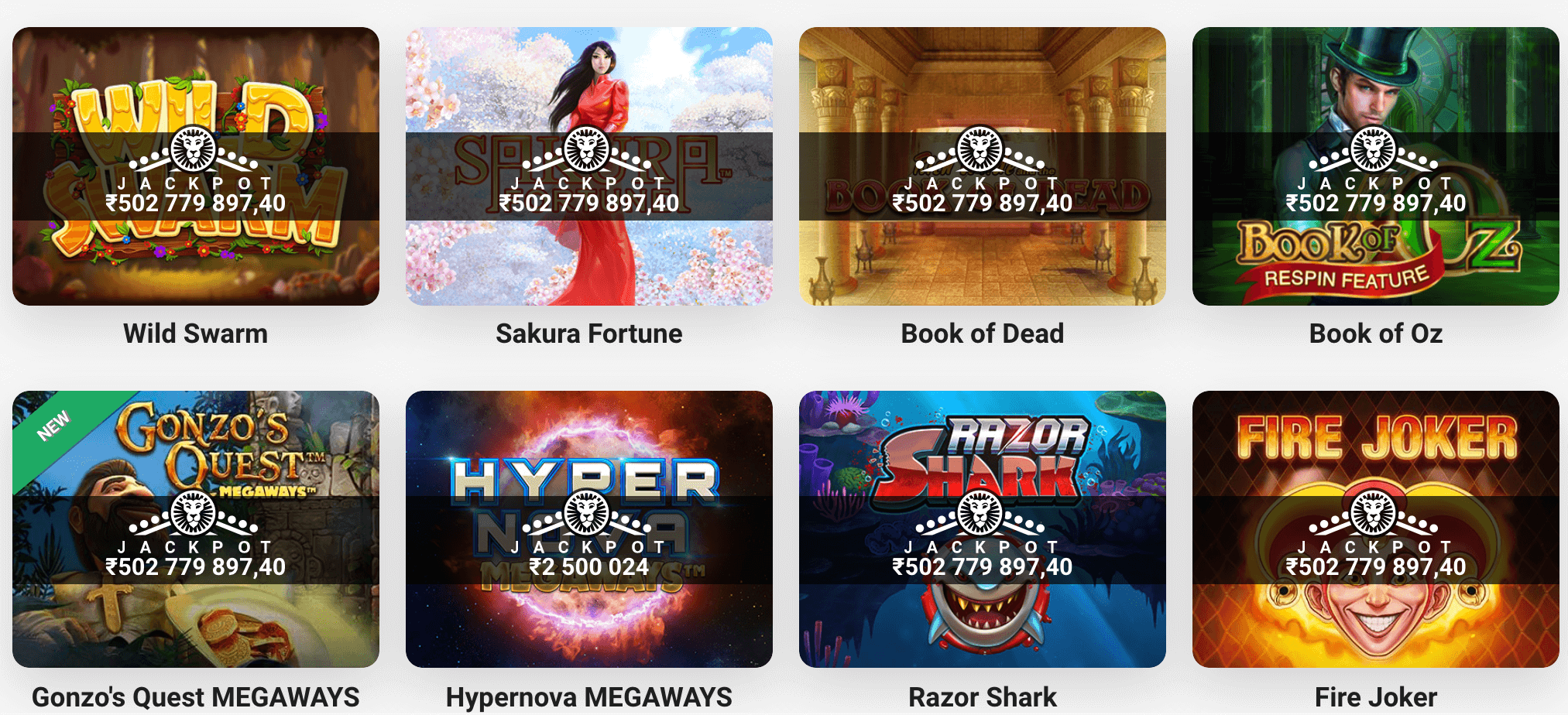 screenshot of leovegas casino lobby showing leojackpot game banner